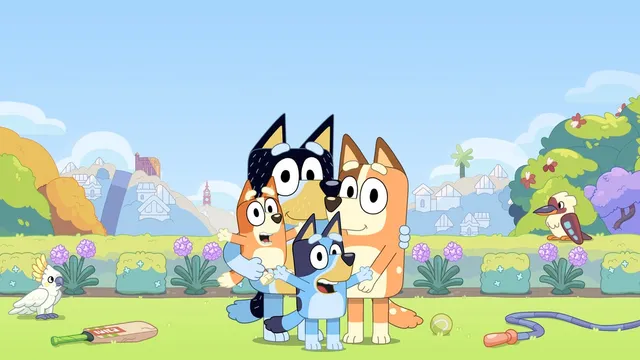 Bluey's family in the yard