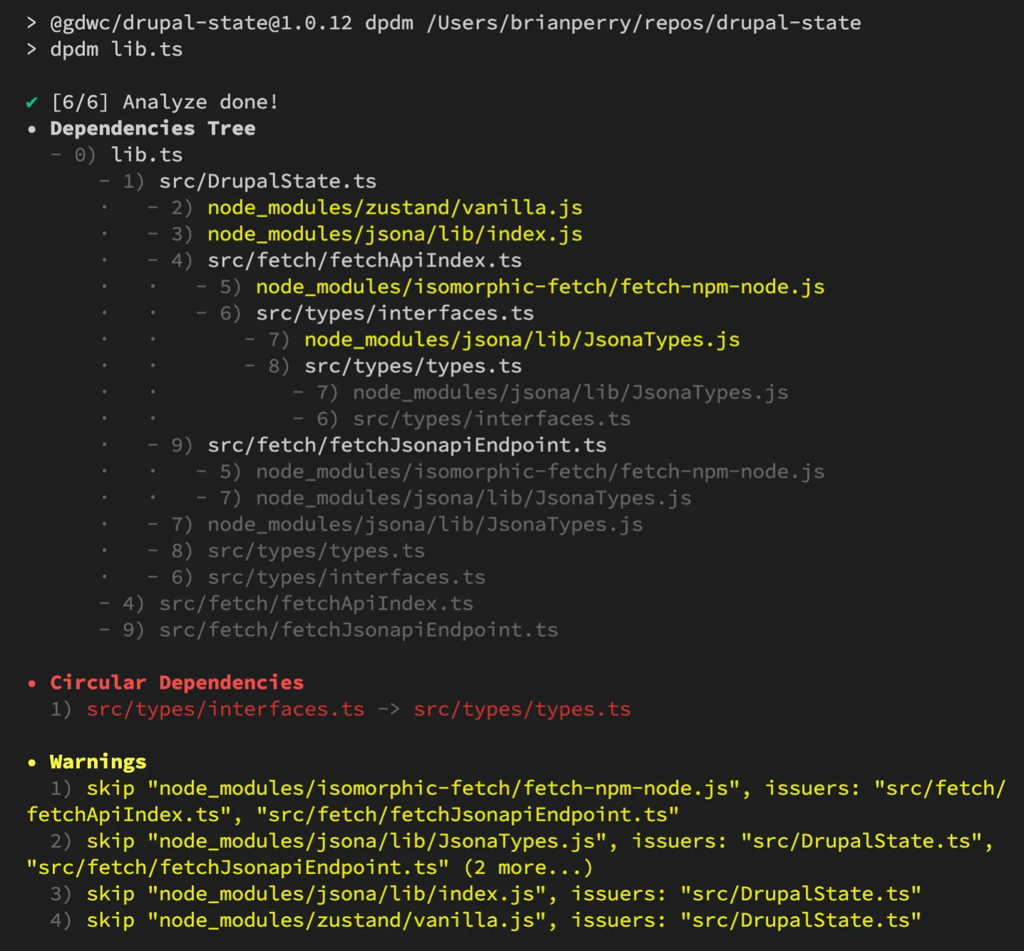 Example dpdm output